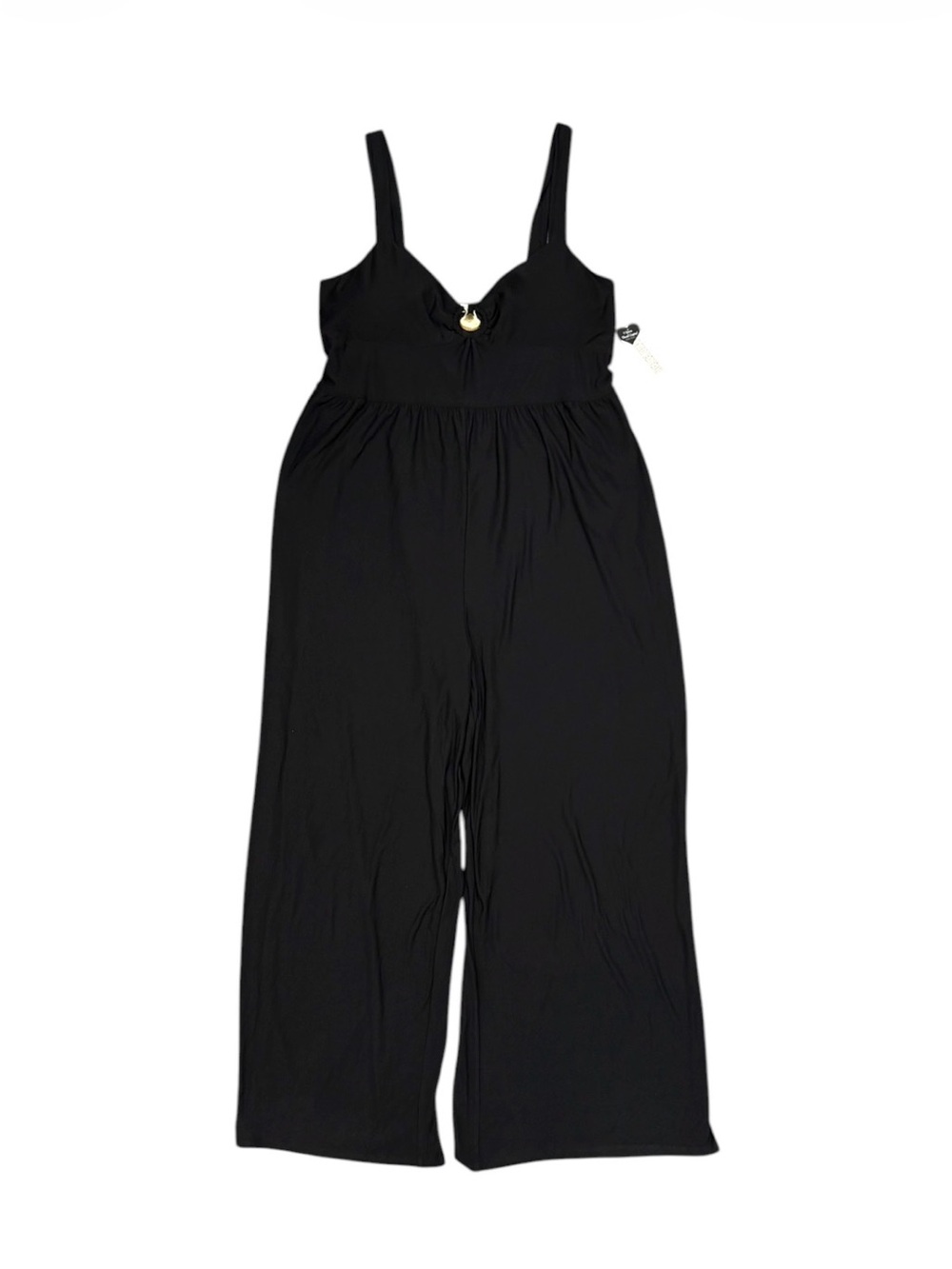 Derek Heart Plus Size 3X Black Shell Ring Bust Wide Leg Jumpsuit NWT